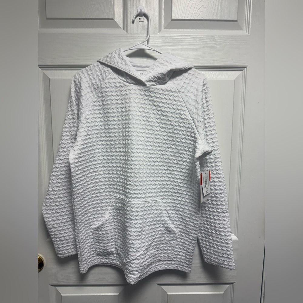Elegant White Textured Women's Hoodie Sweater size‎ XS
